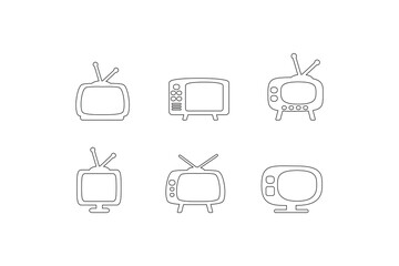 Modern TV Icon Set in Outline Style Vector Collection for Web Design Mobile Apps and Digital Media Concepts on White Background
