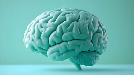 Detailed Turquoise Brain Model Depicting Cerebral Anatomy and Mental Acuity