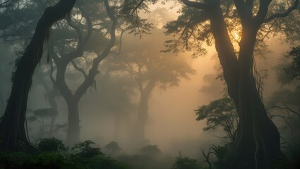 Explore the mystical foggy forest landscape nature photography background image hd