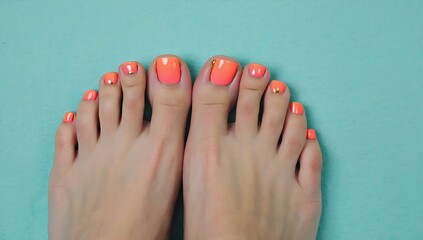 Summer pedicure on female feet