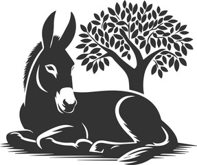 Artwork drawing silhouette vector of a mule