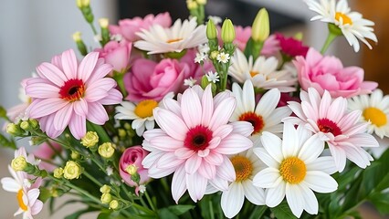 A colorful bouquet of summer flowers close up shot