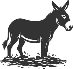 Artwork drawing silhouette vector of a mule