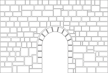 Stone Gate Wall Background Line art 2