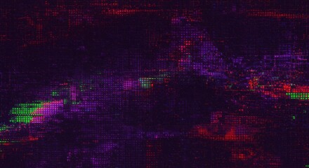 Abstract Glitch Art Purple, Red, and Green Digital Noise Texture