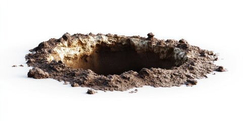 A circular hole in the ground