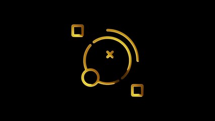 Shape design icon animation by golden color neon mask glow on black background. - Powered by Adobe