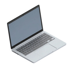 Sleek modern laptop with a blank screen positioned on a clean desk, ideal for workspace productivity