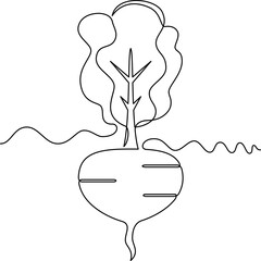 one line art Beetroot vector illustration. line art, one continuous line, simple, hand drawn and sketch style. for icons, symbols, signs or logos. PNG
