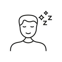 Sleeping Person With Zzz Icon. Rest, Relaxation, And Sleep Symbol. Peaceful Slumber, Nighttime Routine, And Dreaming Concept. Editable Stroke. Isolated Vector Illustration
