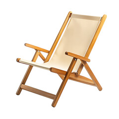 Elegant Minimalist Wooden Beach Chair with a Refine Isolated on Transparent Background