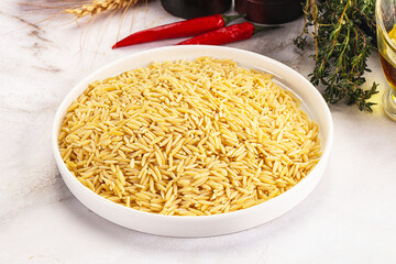Italian raw dry pasta risoni