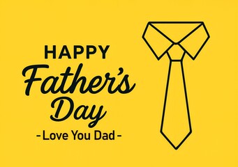 Minimalist Father's Day Greeting Card, Banner. with Tie Illustration