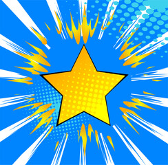 Cartoon Star, comic book award. Retro vector comics pop art design.