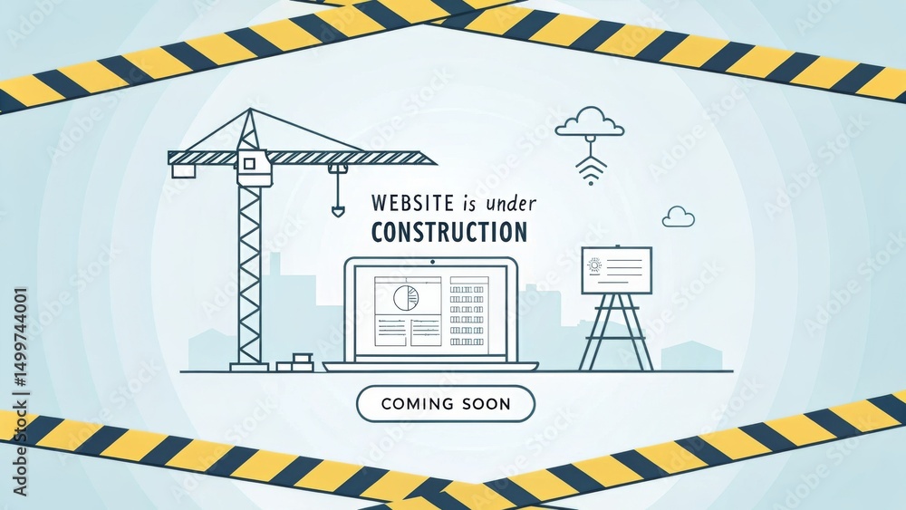Poster construction site featuring the words website construction indicating ongoing development in digital
