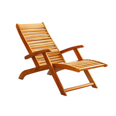 Contemporary Reclining Wooden Beach Chair Isolated on Transparent Background