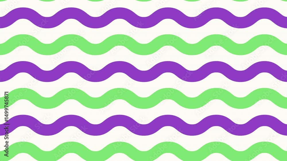 Poster colorful wavy lines background loop in purple and green for dynamic visuals
