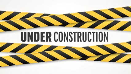 Illustration of a bold yellow and black striped under construction banner representing work in progress signage