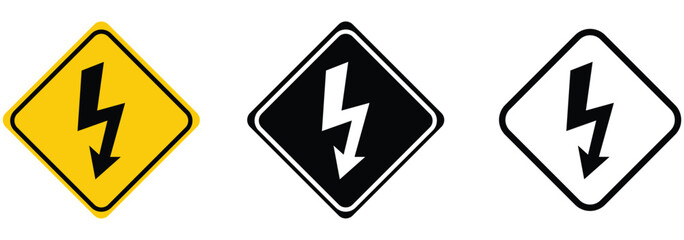 High voltage icon. High Voltage Warning Sign.