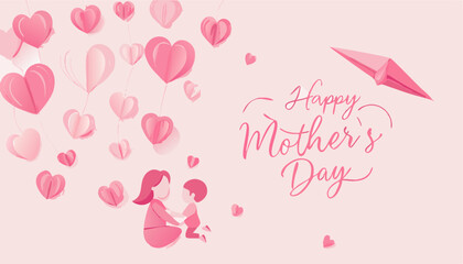 Happy Mother's Day Card: Mom and Child with Hearts