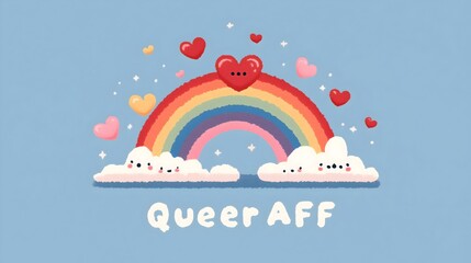 Celebrate diversity with a vibrant rainbow and heart design representing pride and love in a joyful display of community spirit