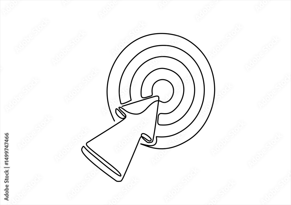 Aufkleber continuous one line drawing of arrow on target circle.target bullseye or arrow on target. the busine