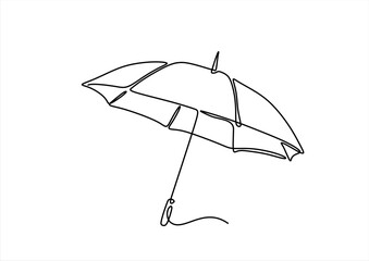 One Continuous line drawing of umbrella. line art of umbrella cover day good for umbrella cover day celebrate. line art. illustration. Editable stroke.  © mitay20