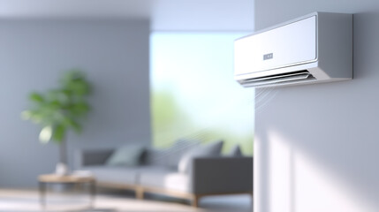 Summer living room air conditioning and cool air blowing effect for cooling