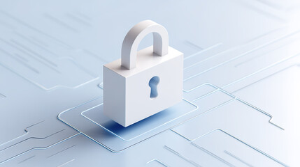 Digital security lock technology illustration on white background