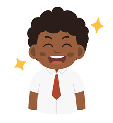 Cartoon Illustration of a Happy Cute Schoolboy