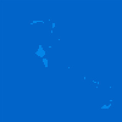 Blue halftone dot outline map background of Bahamas