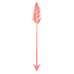 Modern Arrow with a Bold Silhouette in Gentle Coral Isolated on Transparent Background