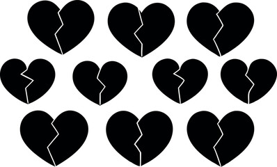 Hand drawn heart isolated. Design element for love concept. heart love icon set silhouette