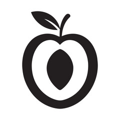 Minimalist Apricot Silhouette with Seed and Leaf Icon
