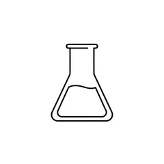 Simple flask with liquid inside.  Erlenmeyer flask illustration shows chemical liquid.  This simple science image is perfect for educational materials, school projects, or science class posters.