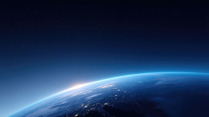 Obraz premium Blue Earth in the Starry Sky Background