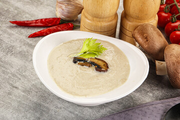 Delicous mushroom champignon cream soup