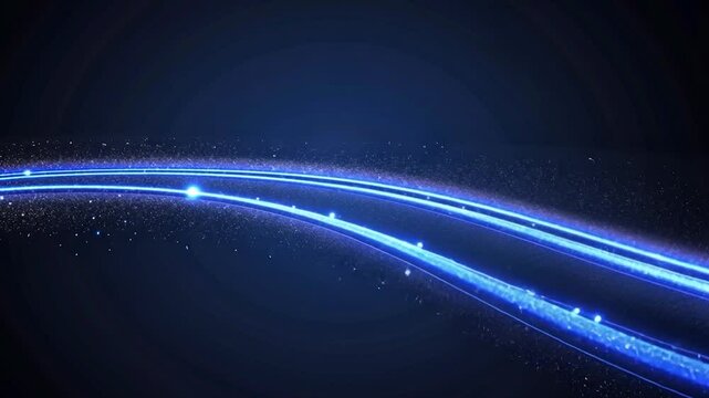 Abstract Blue Light Trails, Glowing Streams of Energy, Sparkling Particles Background