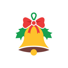 Flat and Minimal Elegant Christmas Bells logo vector illustration isolated on white background