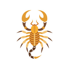 Obraz premium Flat and Minimal emperor scorpion logo vector illustration isolated on white background