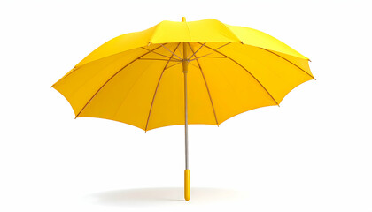 Obraz premium Striking Yellow Umbrella Isolated on White Background, Weather Protection