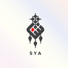 SYA Kufi Calligraphy Logo logo design vector illustration
