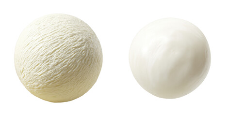 Two White Spheres with Textured and Smooth Surfaces on Transparent Background