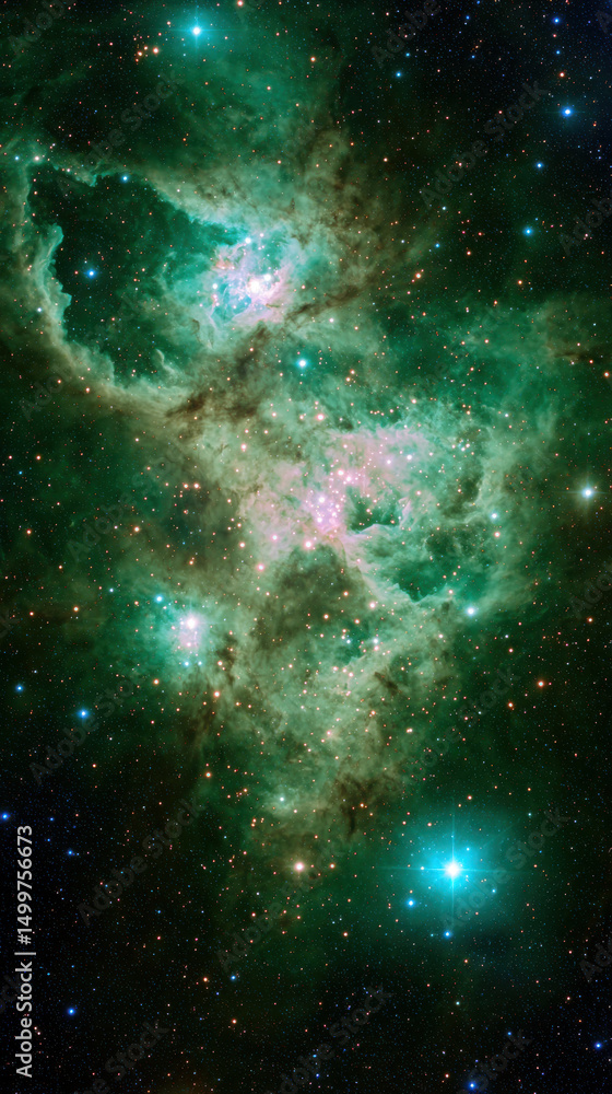 Poster cosmic sparkling and shining flash background with vibrant colors and stars