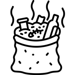 Trash Bag with Rubbish Icon