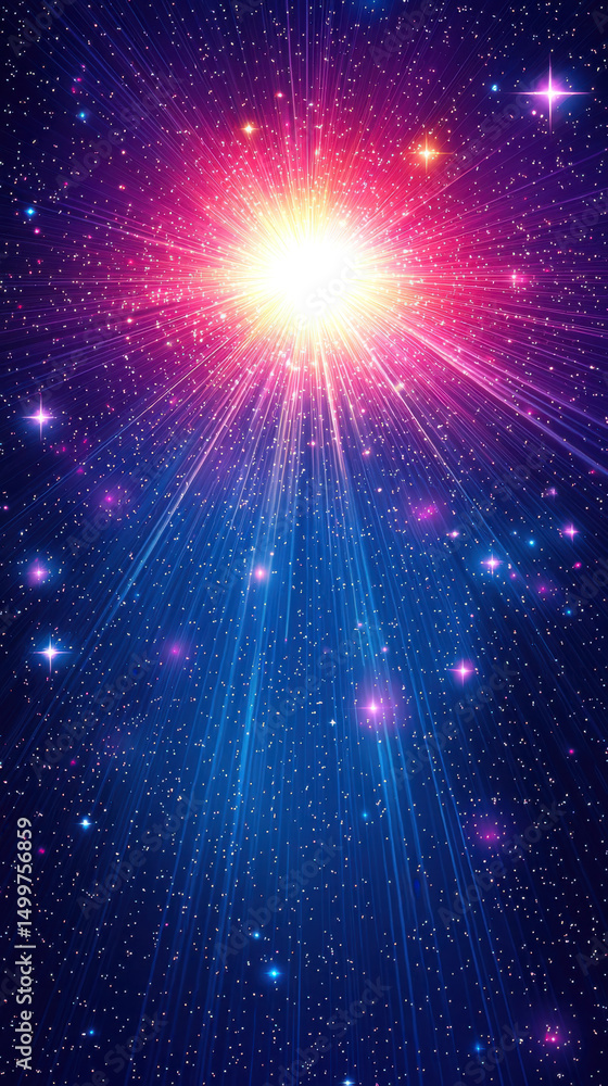 Aufkleber cosmic sparkling and shining flash background with vibrant colors and starry elements