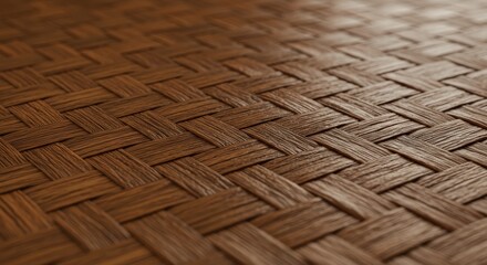 High-Resolution Texture of Interwoven Wood, Detailed Wooden Weave Pattern
