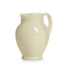 One elegant ceramic jug isolated on white