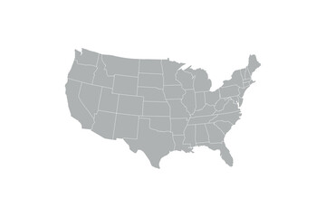 USA map with states isolated on a white background.