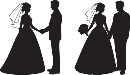 Just Married Couple Silhouette

Bride & Groom Walking Hand in Hand

Wedding Day Kiss Vector Design

Elegant Wedding Couple Under Arch

Silhouette of Romantic Wedding Moment